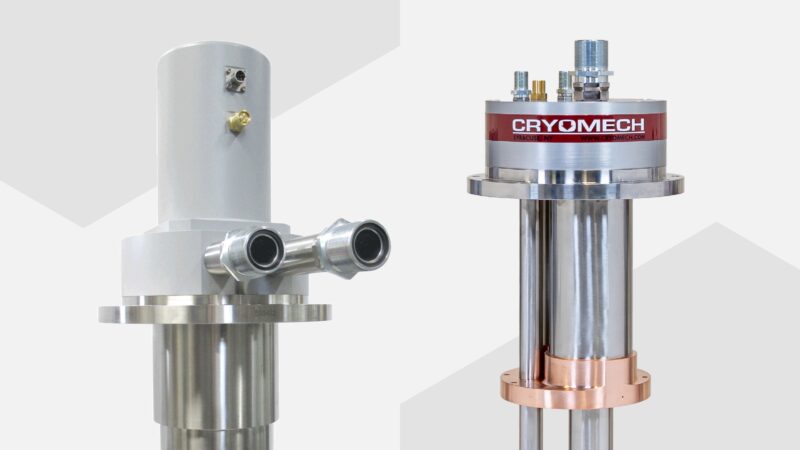 Close-up of a Gifford-McMahon Cryocooler and a Pulse Tube Cryocooler